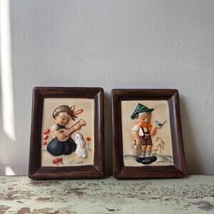Vintage Norton Ceramic Set of Two Little Dutch Children Porcelain Wall Hanging